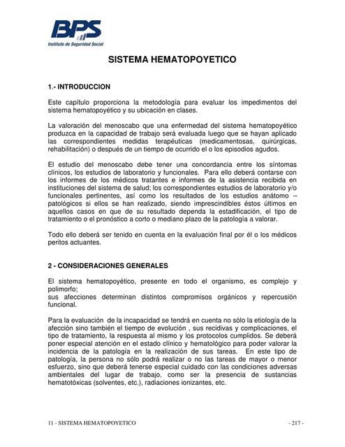 Sistema hematopoyético Medicina General 1 uDocz