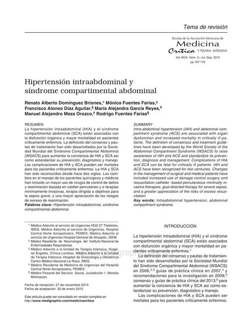 Hipertensión intraabdominal u síndrome compartimental abdominal