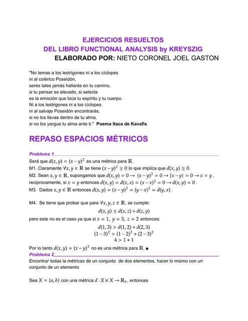 Ejercicios Resueltos del Libro Fuctional Analysis Apuntes de Física