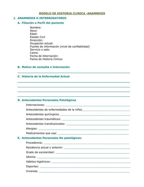 Anamnesis Historia Cl Nica Pdf Demian Udocz