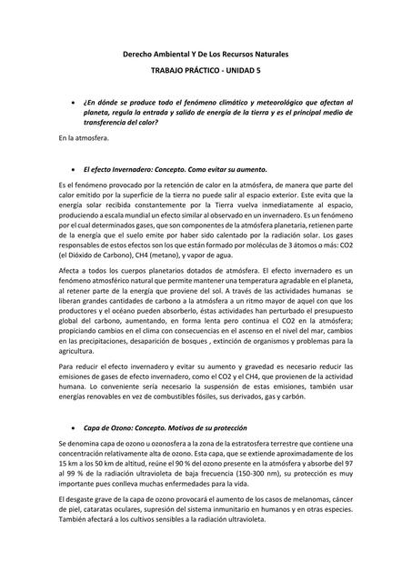 Trabajo Practico Unidad 5 Derecho Ambiental UNLaM Futura