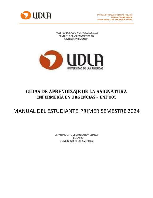 Guías para aprendizaje de la asignatura enfermeria en urgencias