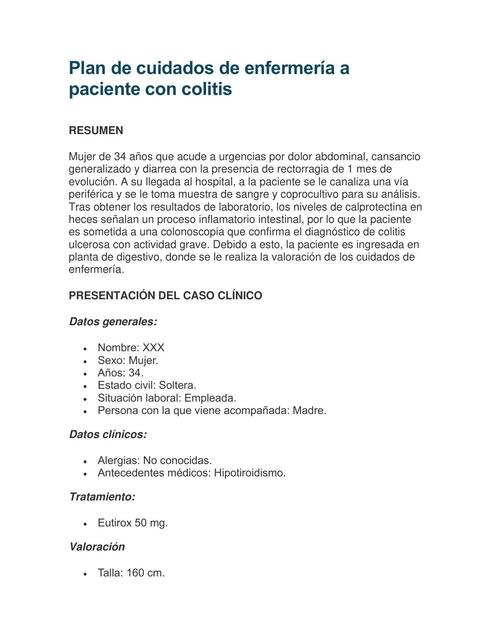 Plan De Cuidados De Enfermer A Aura Ester Per Z Rada Udocz