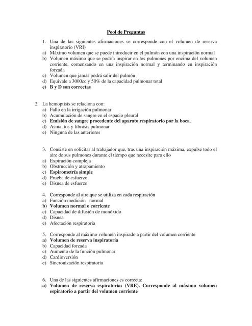 Modelo De Examen Iii Fisiolog A Respiratoria Mariagabriela Custodio