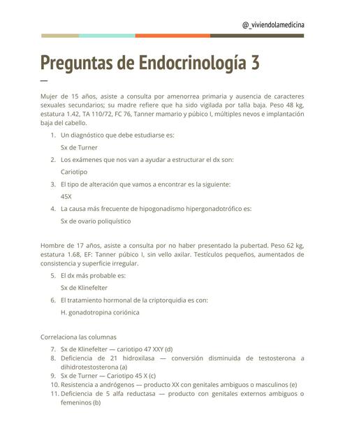 Preguntas De Endocrinolog A Viviendo La Medicina Udocz