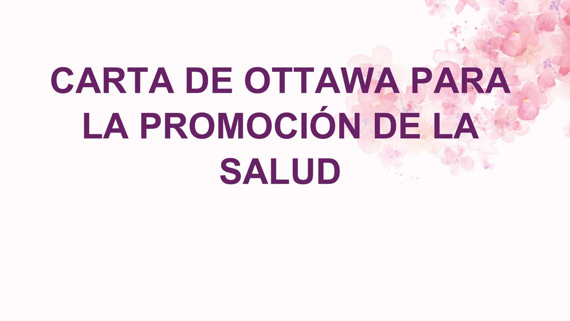 Carta De Ottawa Para La Promoci N De La Salud Shirley Janeth Salda A