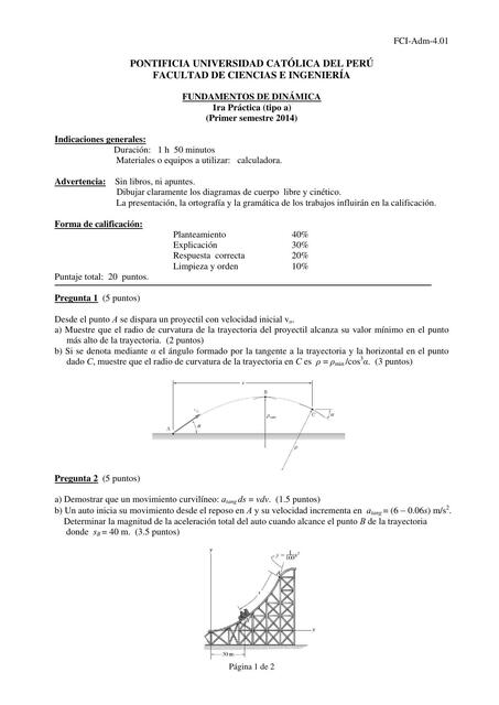 DINAMICA Fundamentos PUCP EXAMENES 14 USAR OK