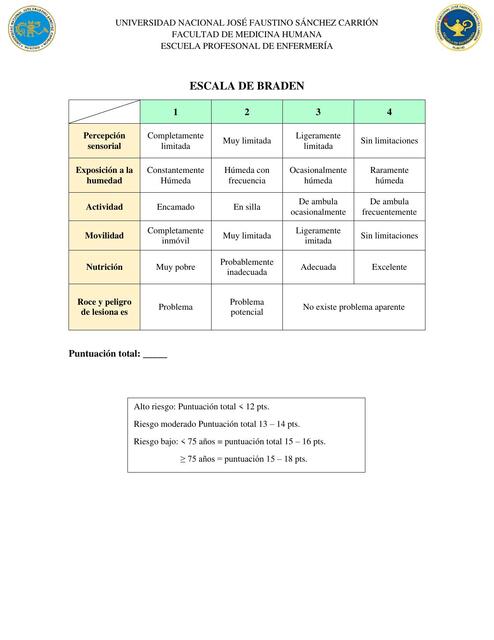 ESCALA DE BRADEN