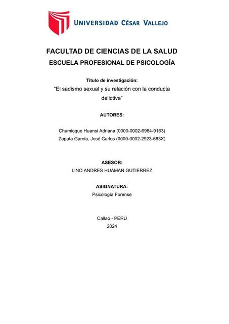 El sadismo sexual y su relación con la conducta de