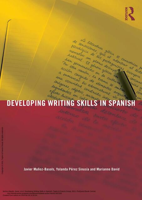 Developing Writing Skills in Spanish