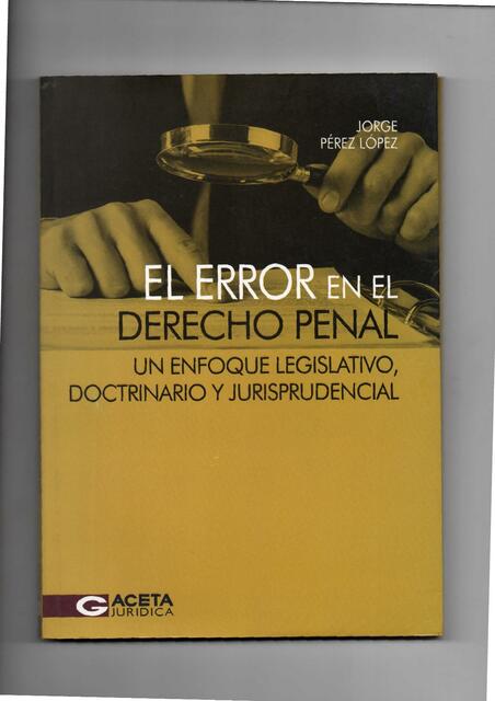 EL ERROR EN EL DERECHO PENAL