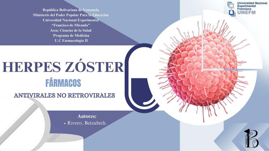 Herpes Zóster - Fármacos antivirales no retrovirales.