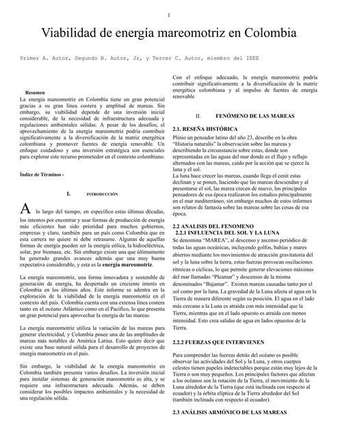 Viabilidad de energía mareomotriz en Colombia