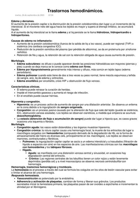 Trastornos hemodinámicos.