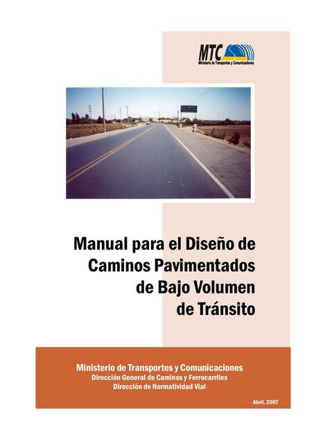 Manual para el diseño de caminos pavimentados de bajo volumen de tránsito 