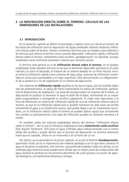 La infiltración directa sobre el terreno, Cálculo de las dimensiones de las instalaciones 