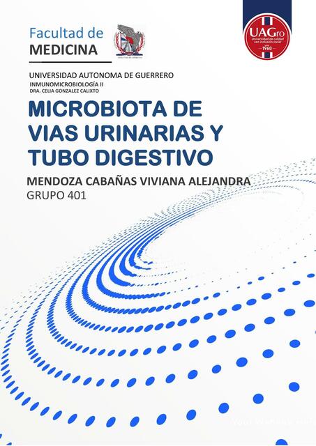 MICROBIOTA DE VIAS URINARIAS Y TUBO DIGESTIVO