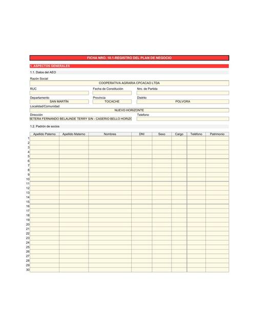 3 Ficha Nro 10 1 Registro del plan de negocio V 1