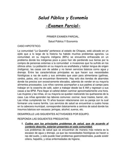 PRIMER EXAMEN PARCIAL salud publica y economía