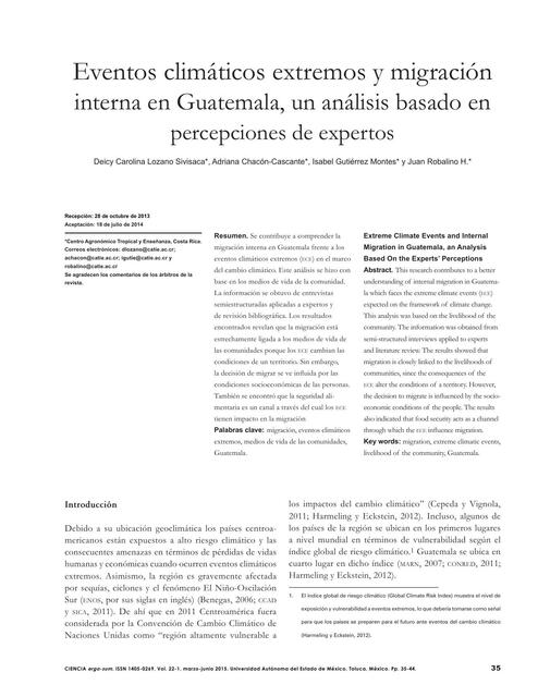 Eventos climáticos extremos y migración interna en Guatemala