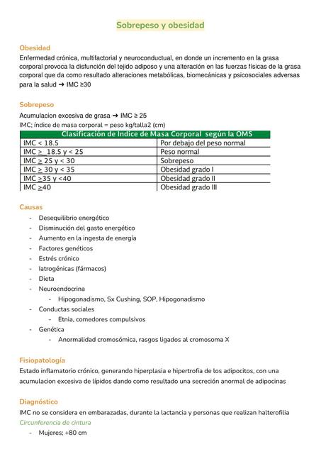 Sobrepeso y obesidad - Medicina familiar