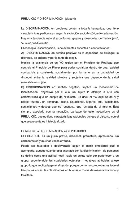 PREJUICIO Y DISCRIMINACION