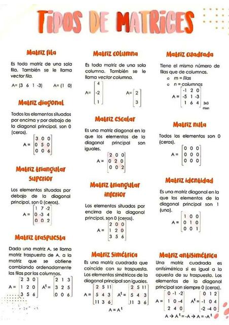 tipos de matrices