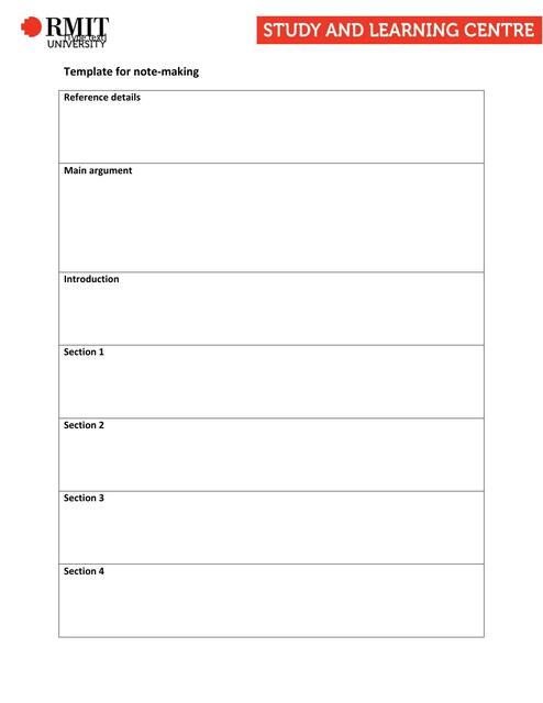 Template for notes