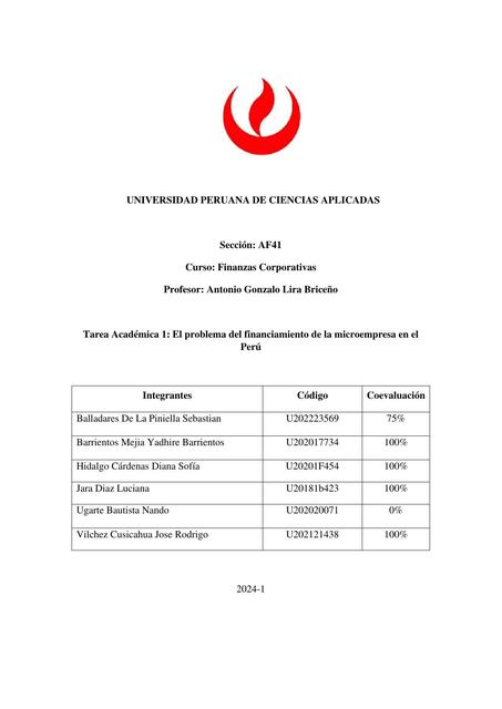 Tarea academica 1 Finanzas Corporativas