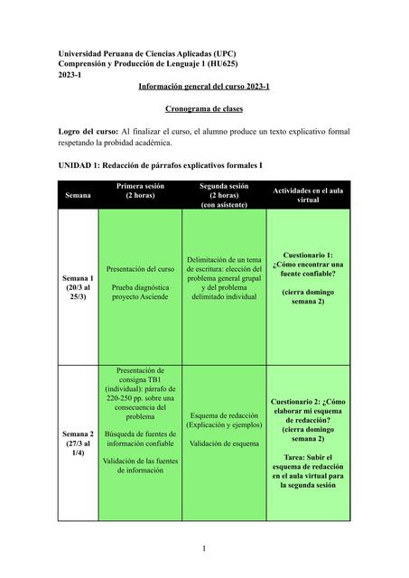 HU625 Cronograma del curso 1