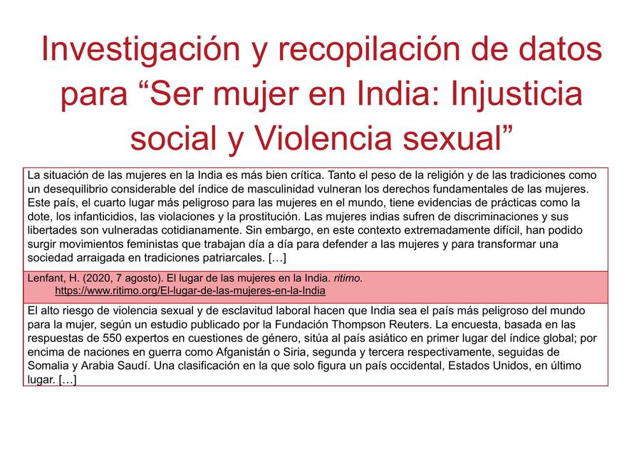 Ser mujer en India Injusticia social y Violencia S