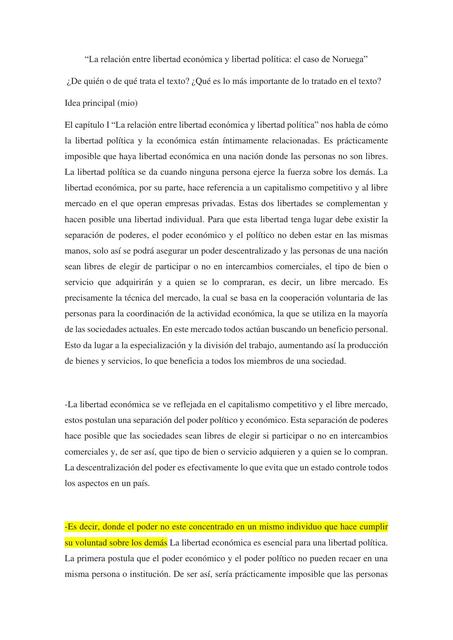 La relación entre libertad económica y libertad po