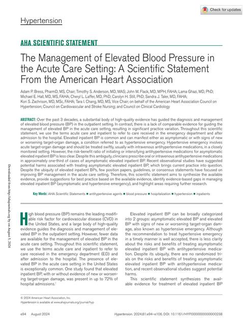 bress et al the management of elevated blood press