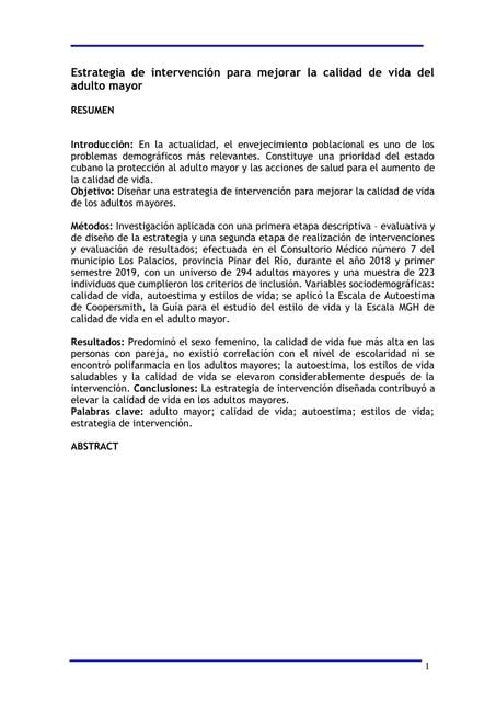 Estrategia de intervención para mejorar la calidad de vida del adulto ...