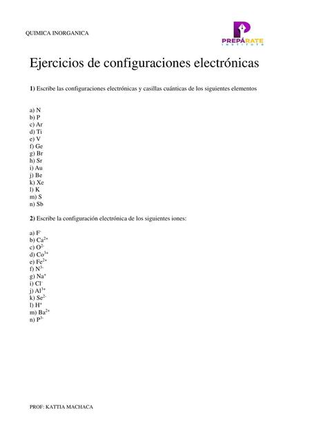 Ejercicios 1 configuraciones electronicas