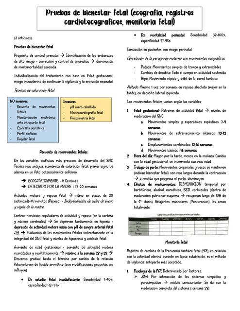 Pruebas de bienestar fetal