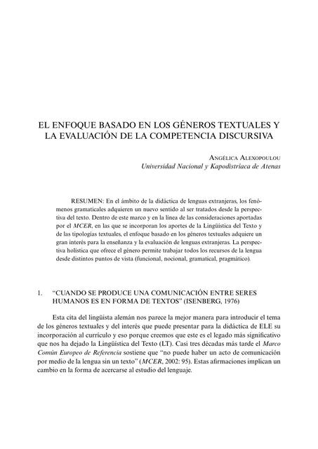 EL ENFOQUE BASADO EN LOS GÉNEROS TEXTUALES Y LA EV