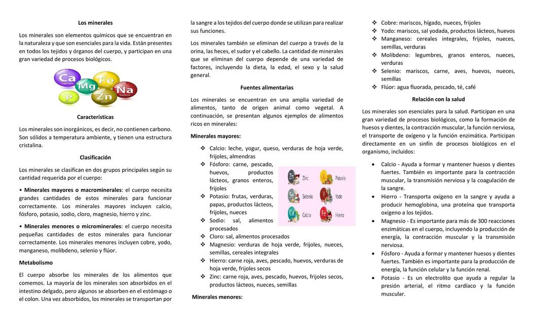 Los minerales Triptico