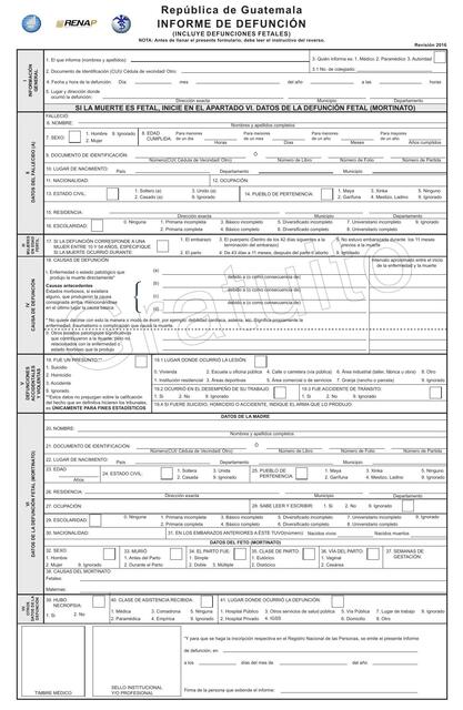 informe de Defuncion