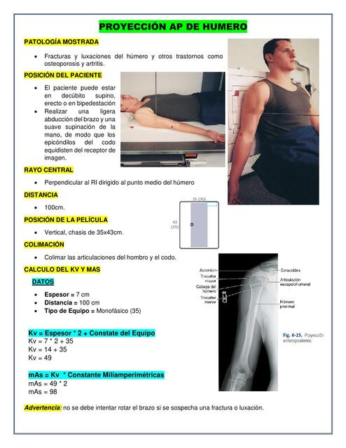 PROYECCIÓN AP LATEROMEDIAL Y MEDIOLATERAL DE HUMER