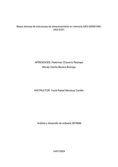 Bases teóricas de estructuras de almacenamiento en