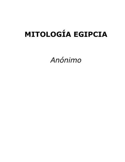 Mitología Egipcia autor Anónimo