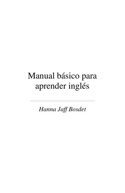 Manual básico para aprender inglés autor Hanna Jaf