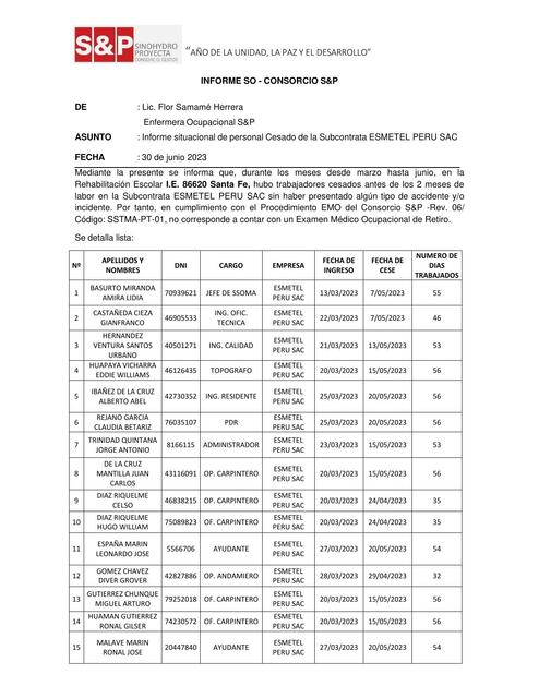 INFORME DE CESE 23 MARELIAC