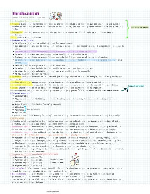 Generalidades de Nutrición