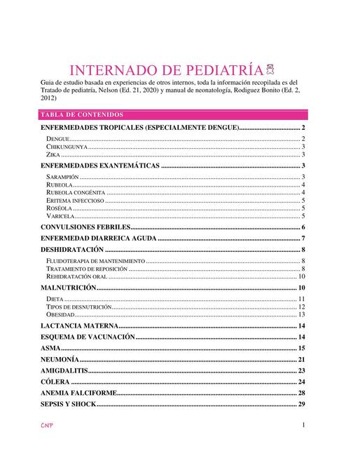 Internado de pediatría - Guía de estudio