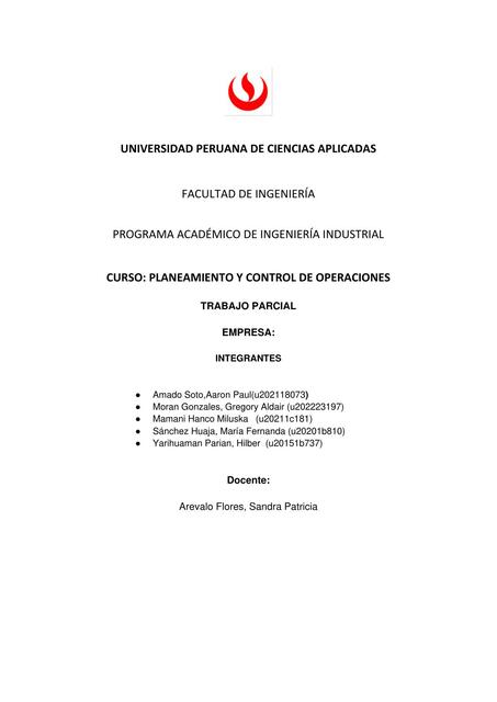 Planeamiento y control de operaciones 