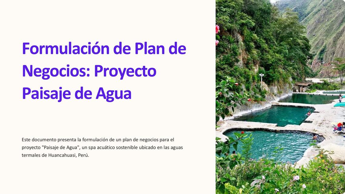 Formulacion de Plan de Negocios Proyecto Paisaje d