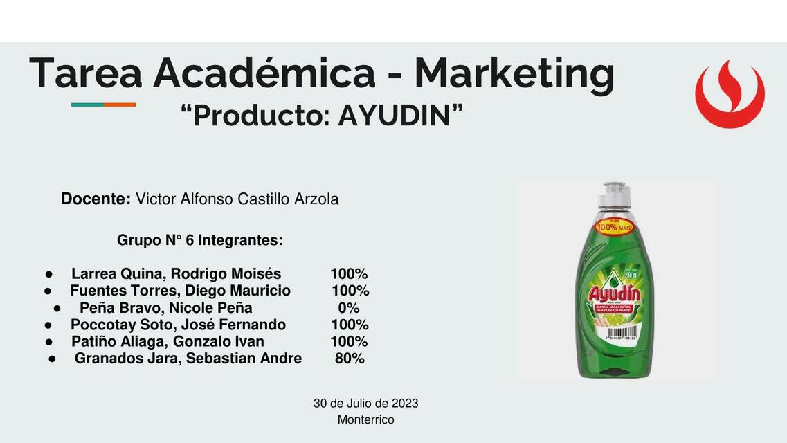 PPT Tarea Académica Marketing AYUDIN Grupo 6