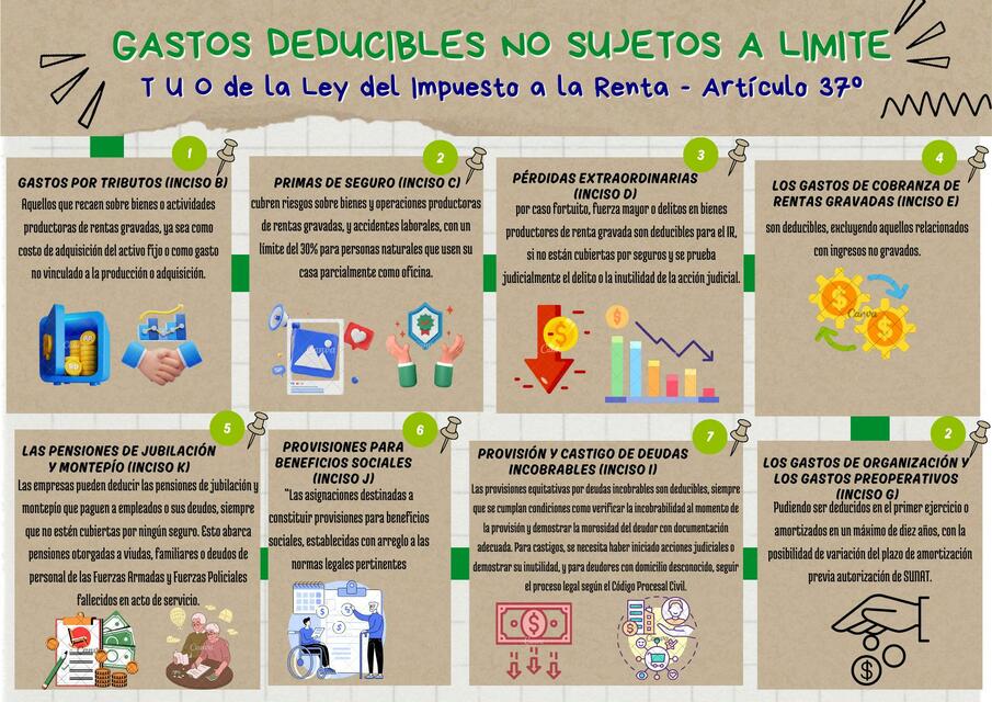 Gastos sujetos a limite No sujetos y NO deducible